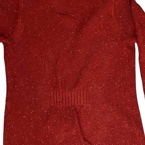 Lands’ End Women’s Orange Rust Colored Thick Open Front Sweater Cardigan, Large - Picture 5 of 8